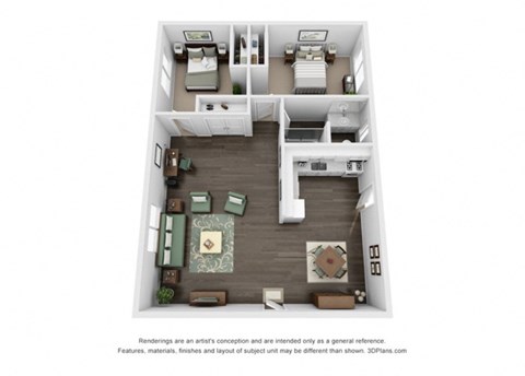 Marine View 2 Bed 1 Bath Flat Floor Plan